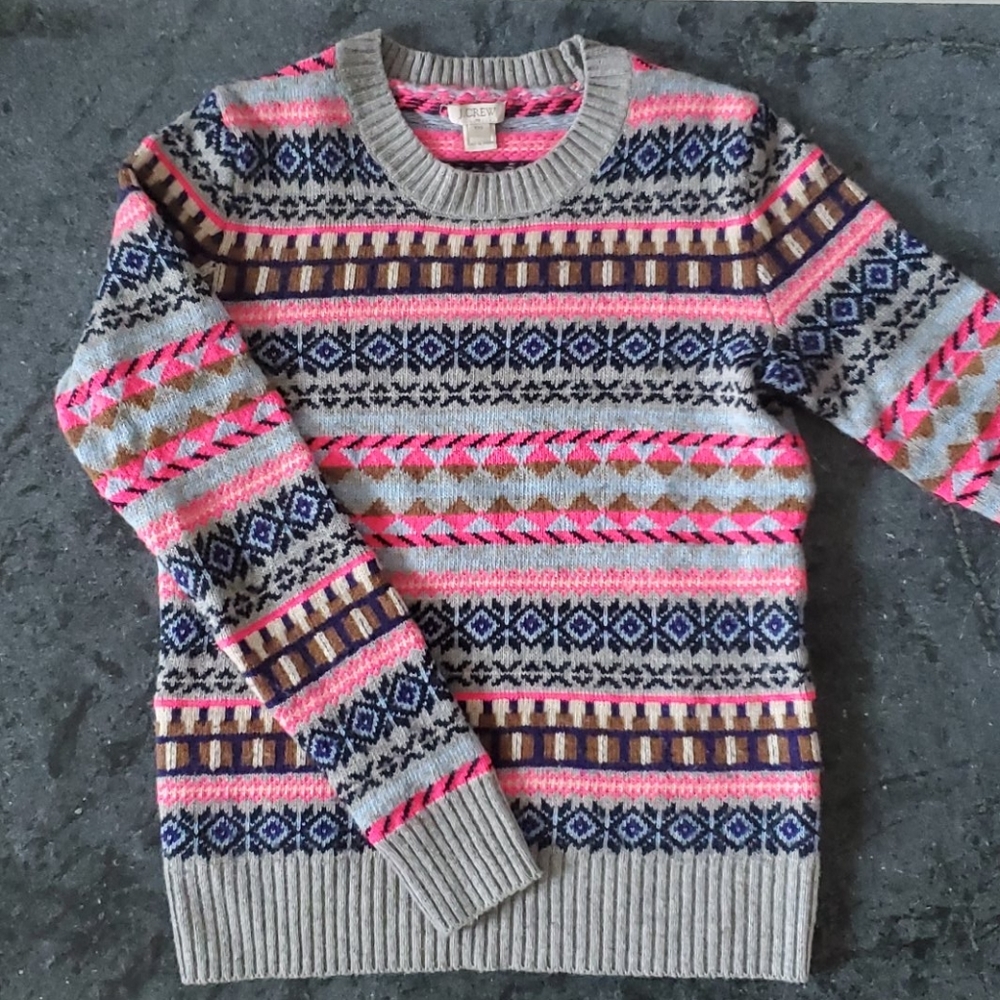 J.Crew XXS Merino Wool Fair Isle Winter Sweater